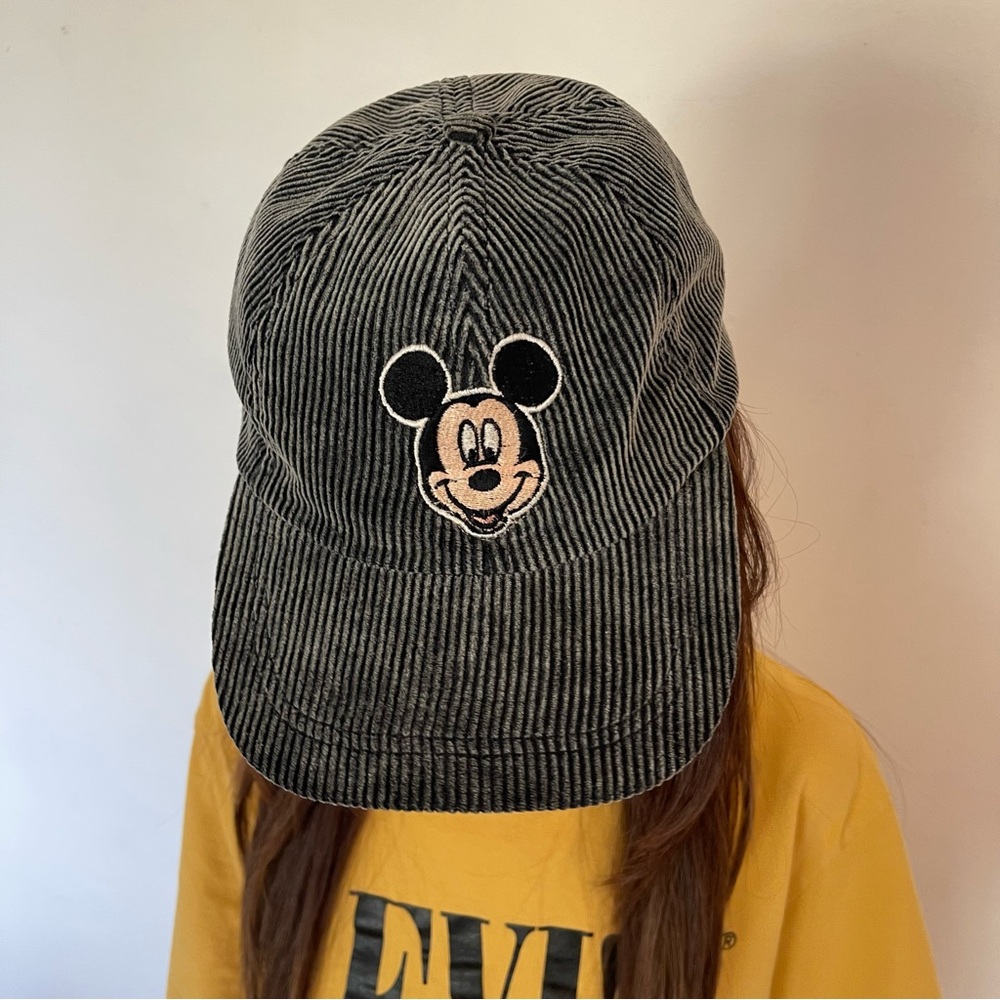 Vintage Black Corduroy Mickey Patch Cap